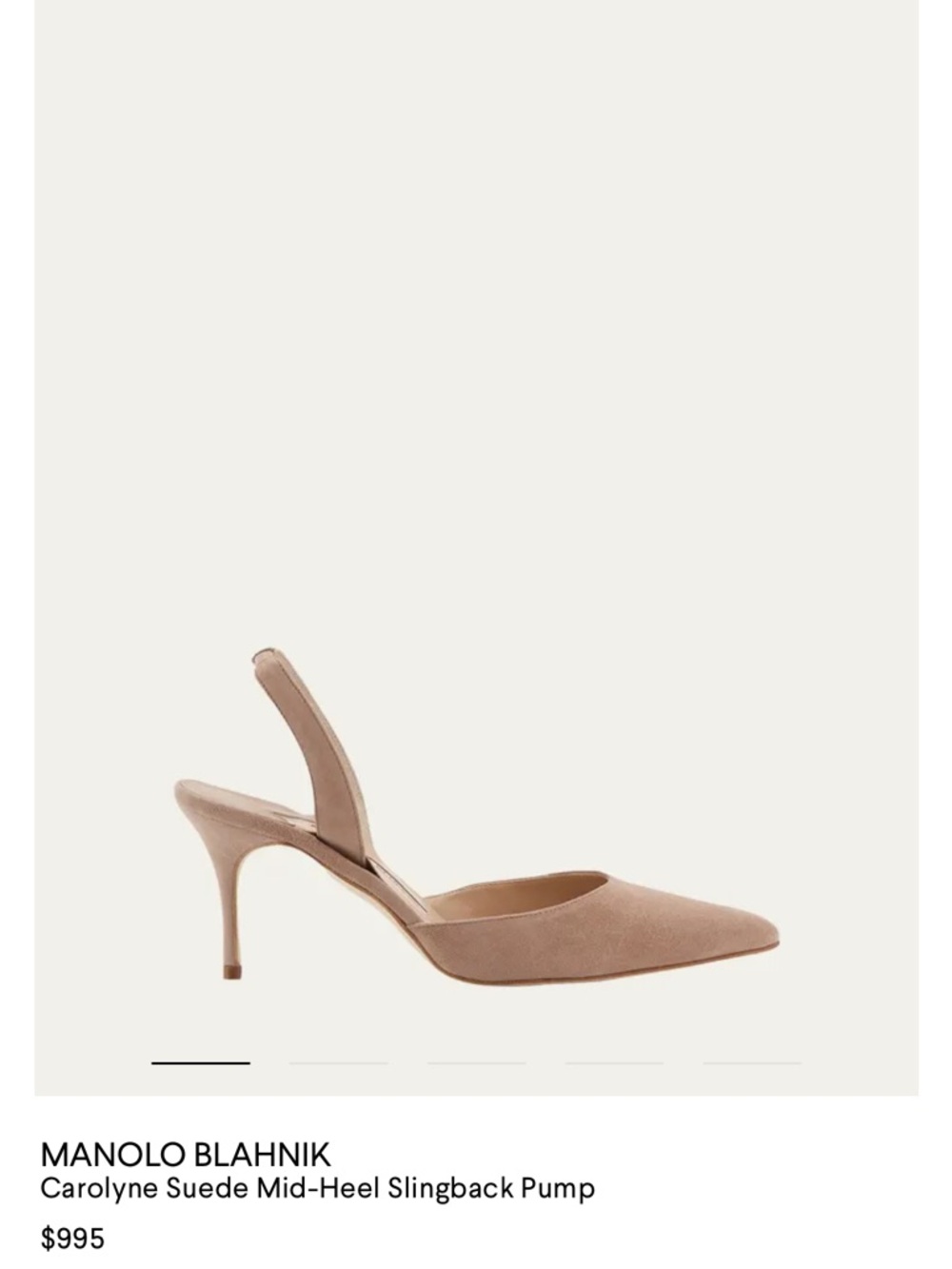 Manolo Blahnik Nude Suede Slingback Pointed-Toe Pump